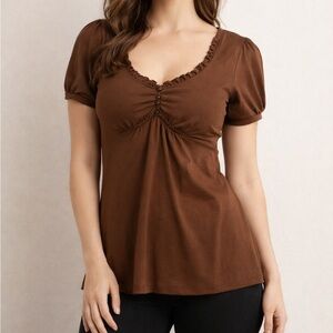Brown Women's Y2K Style Top